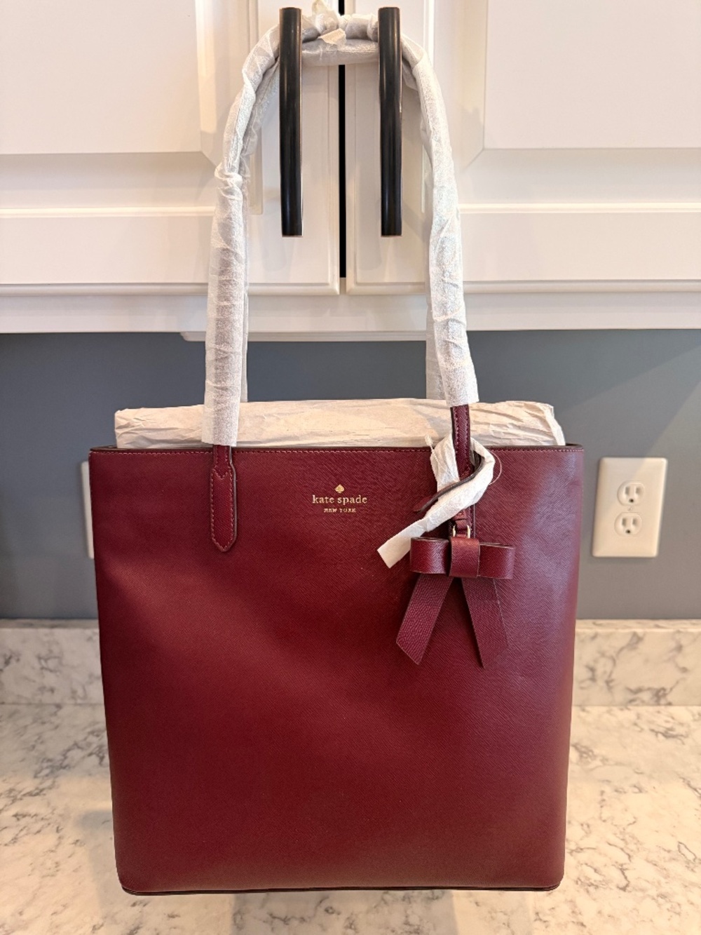 NWT Kate Spade Brynn Leather Tote in Deep Berry. Saffiano leather.